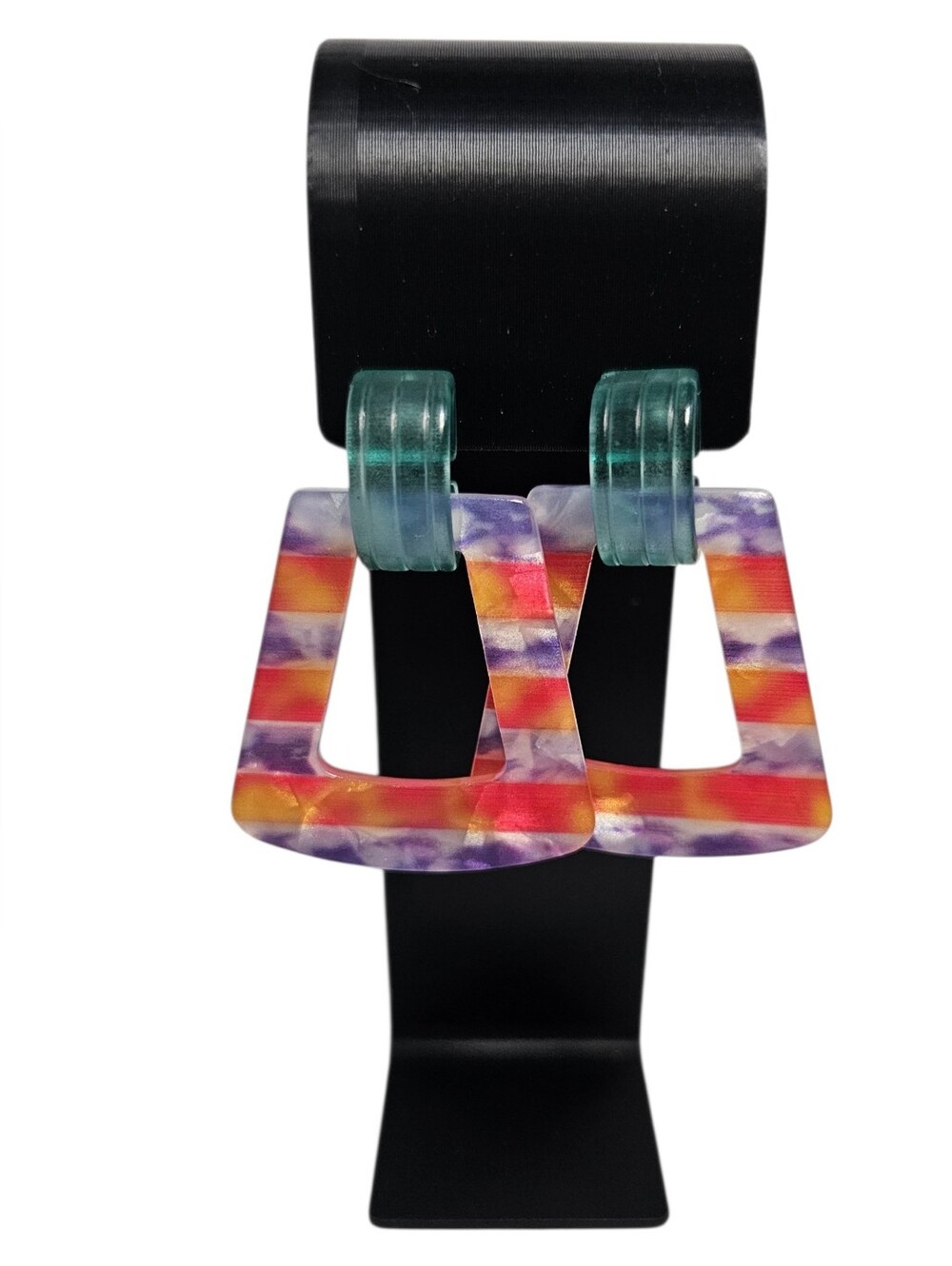 Colorful Resin Geometric Drop Earrings - Multicolor